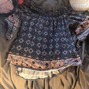 Off the shoulder Paisley shirt